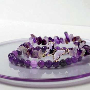 Комплект от 2 дамски гривни Аметист Violet Harmony